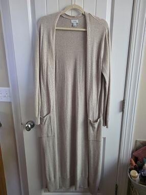 Old Navy Long Open Front Duster Cardigan - Beige Sz L